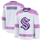Kooe S.Kraken White Hockey Fights Cancer Survivor Practice Jerseys