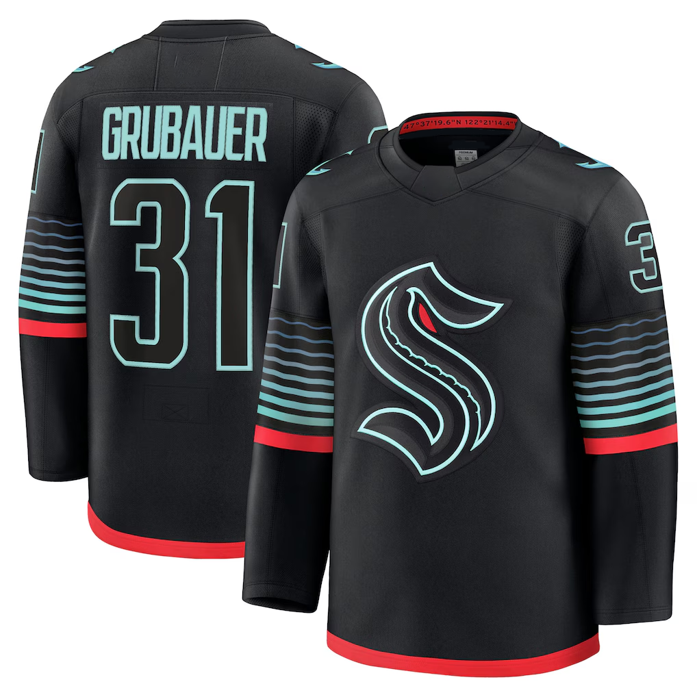 Kooe S.Kraken #31 Philipp Grubauer Black Alternate Premium Player Jerseys