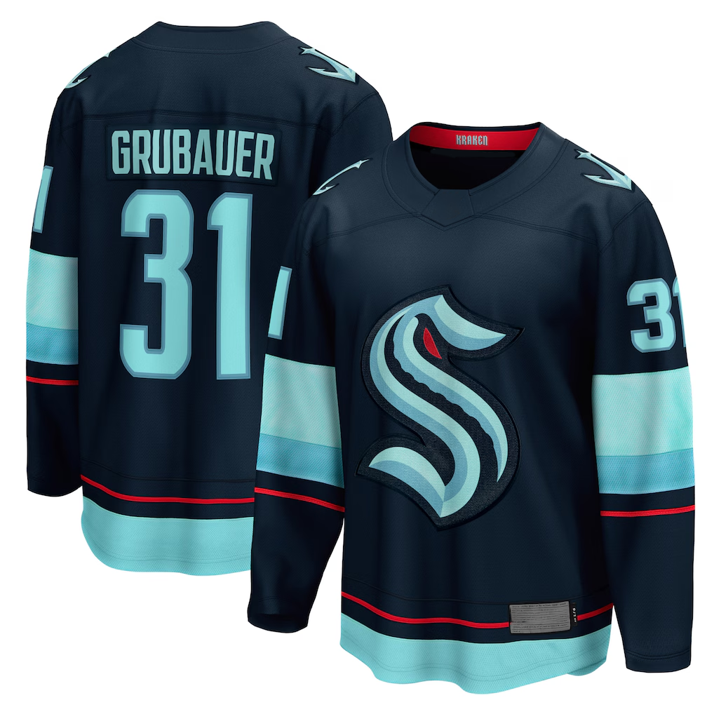 Kooe S.Kraken #31 Philipp Grubauer Navy Home Breakaway Player Jerseys