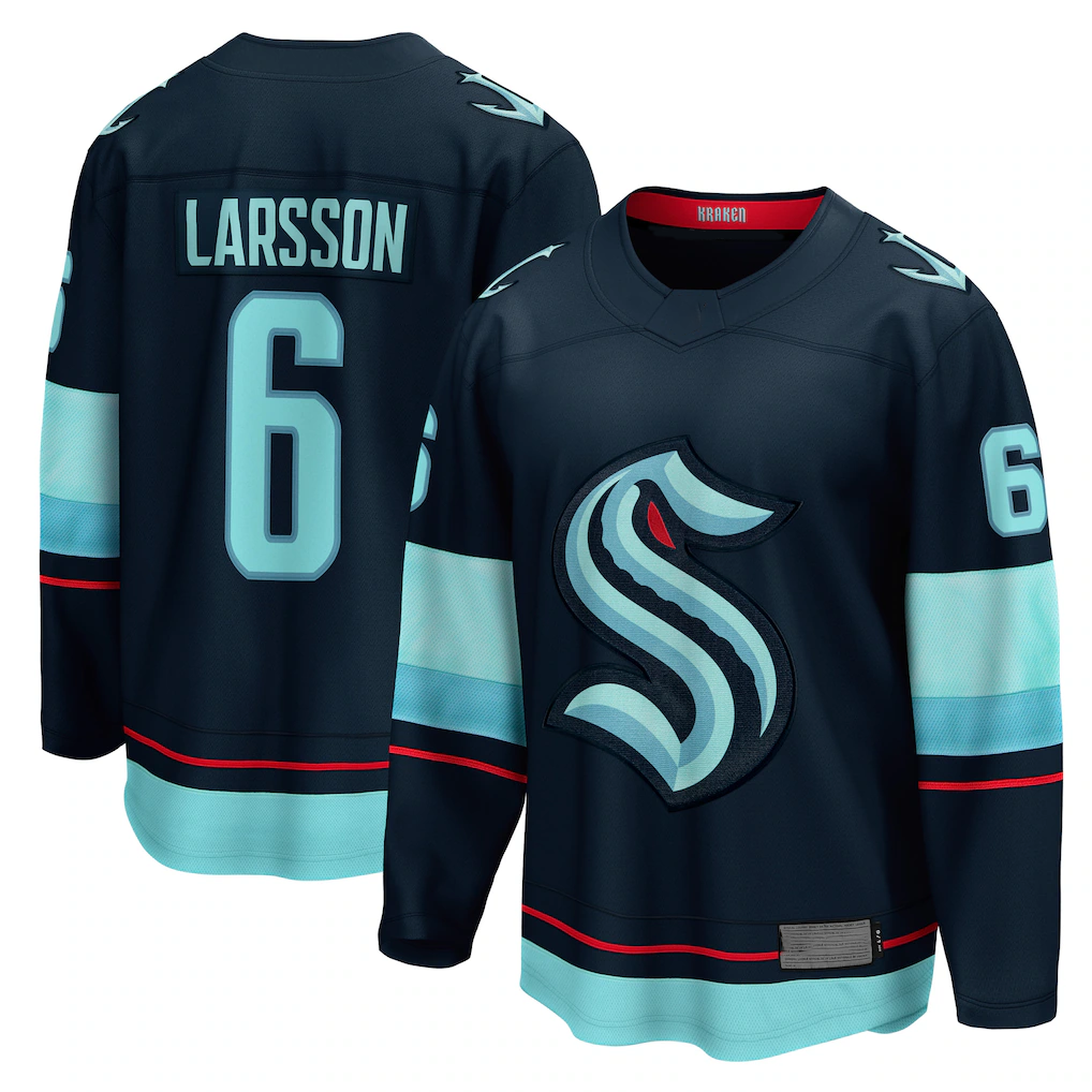 Kooe S.Kraken #6 Adam Larsson Deep Sea Blue Home Breakaway Player Jerseys