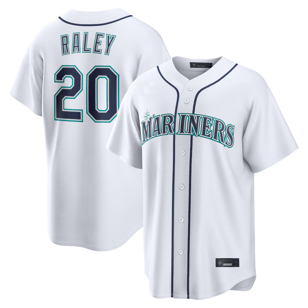 Kooe S.Mariners #20 Luke Raley Player White Home Game Stitched Jerseys