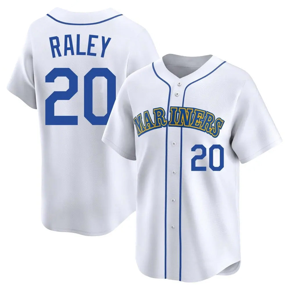 Kooe S.Mariners #20 Luke Raley Player White Throwback Cooperstown Collection Limited Game Stitched Jerseys