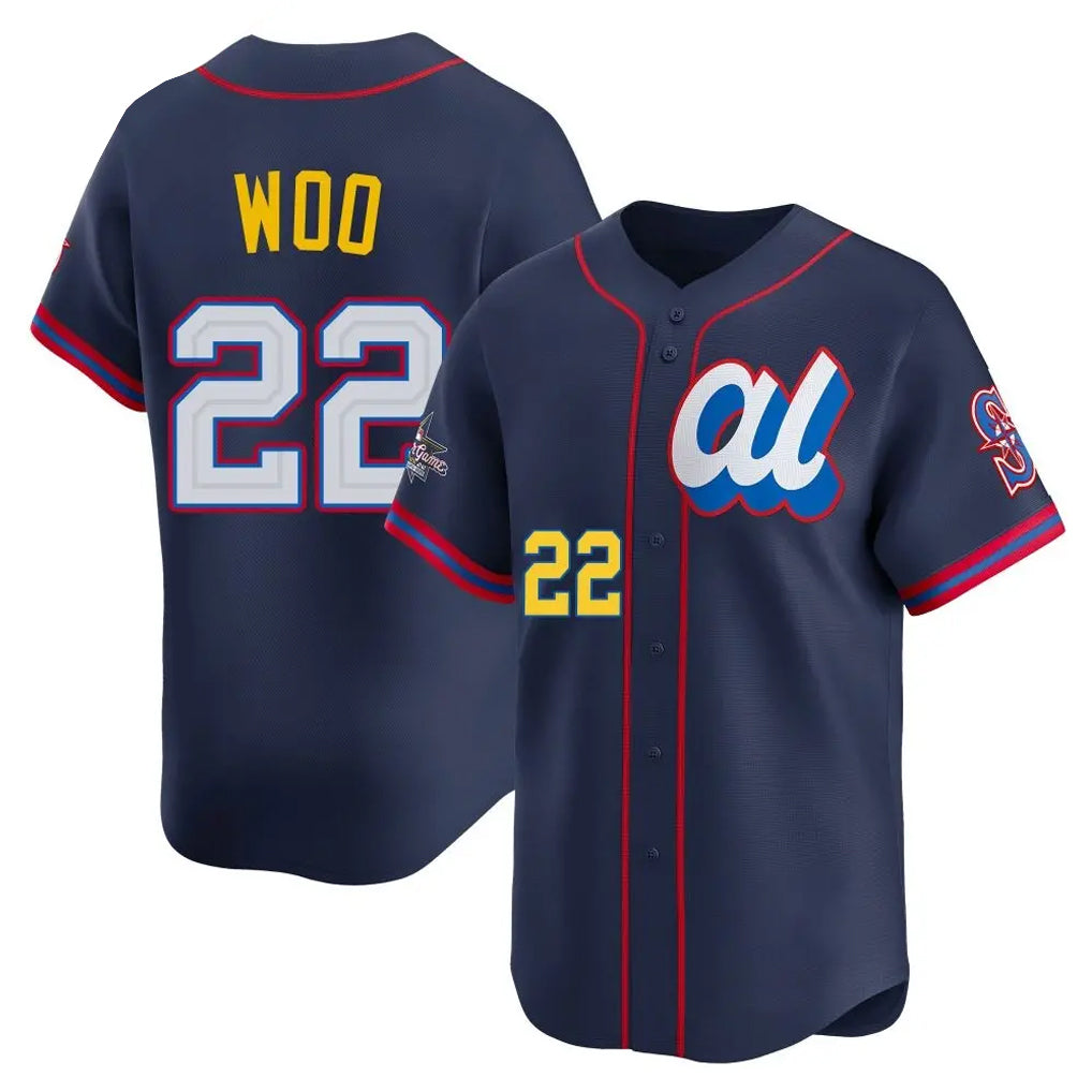 Kooe S.Mariners #22 Bryan Woo Player Navy American League All-Star Edition Limited Stitched Jerseys