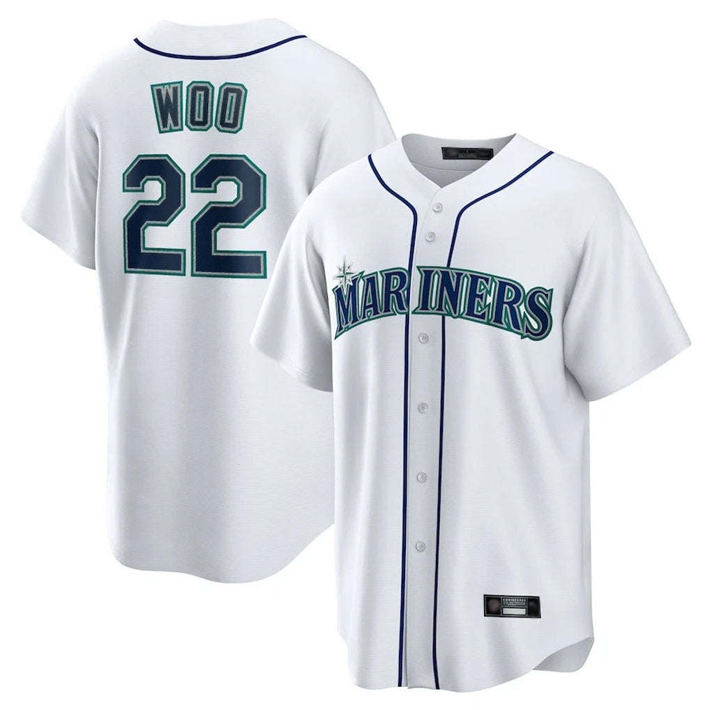 Kooe S.Mariners #22 Bryan Woo Player White Home Game Stitched Jerseys