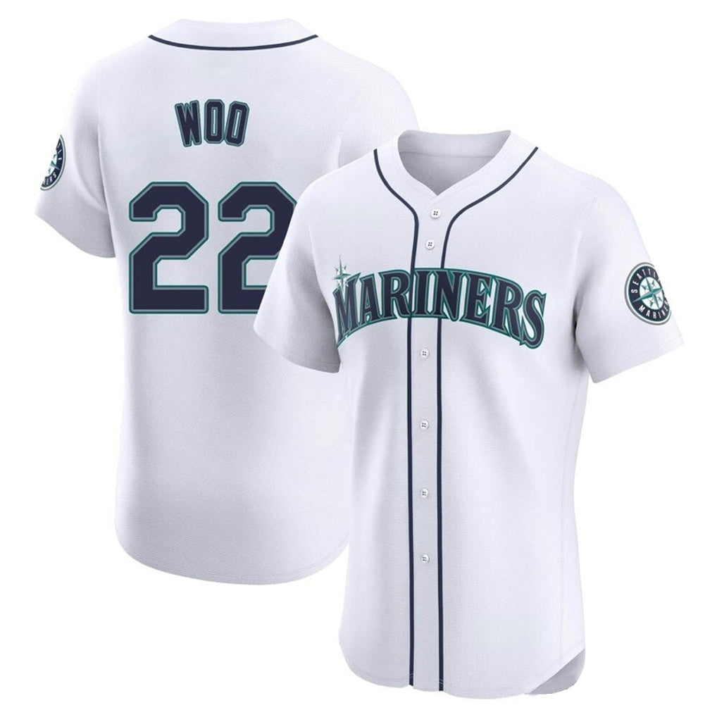 Kooe S.Mariners #22 Bryan Woo Player White Home Limited Elite Stitched Jerseys