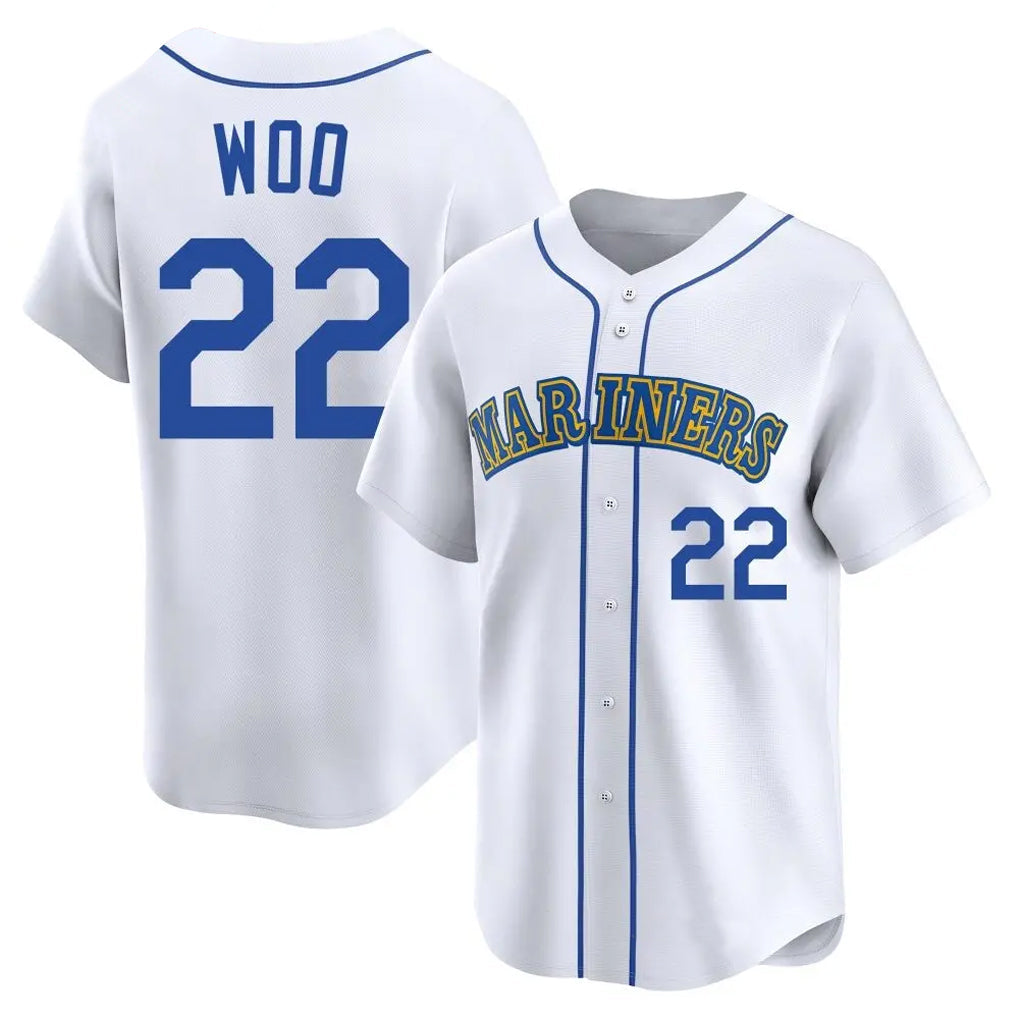 Kooe S.Mariners #22 Bryan Woo Player White Pitch Fashion Game Stitched Jerseys