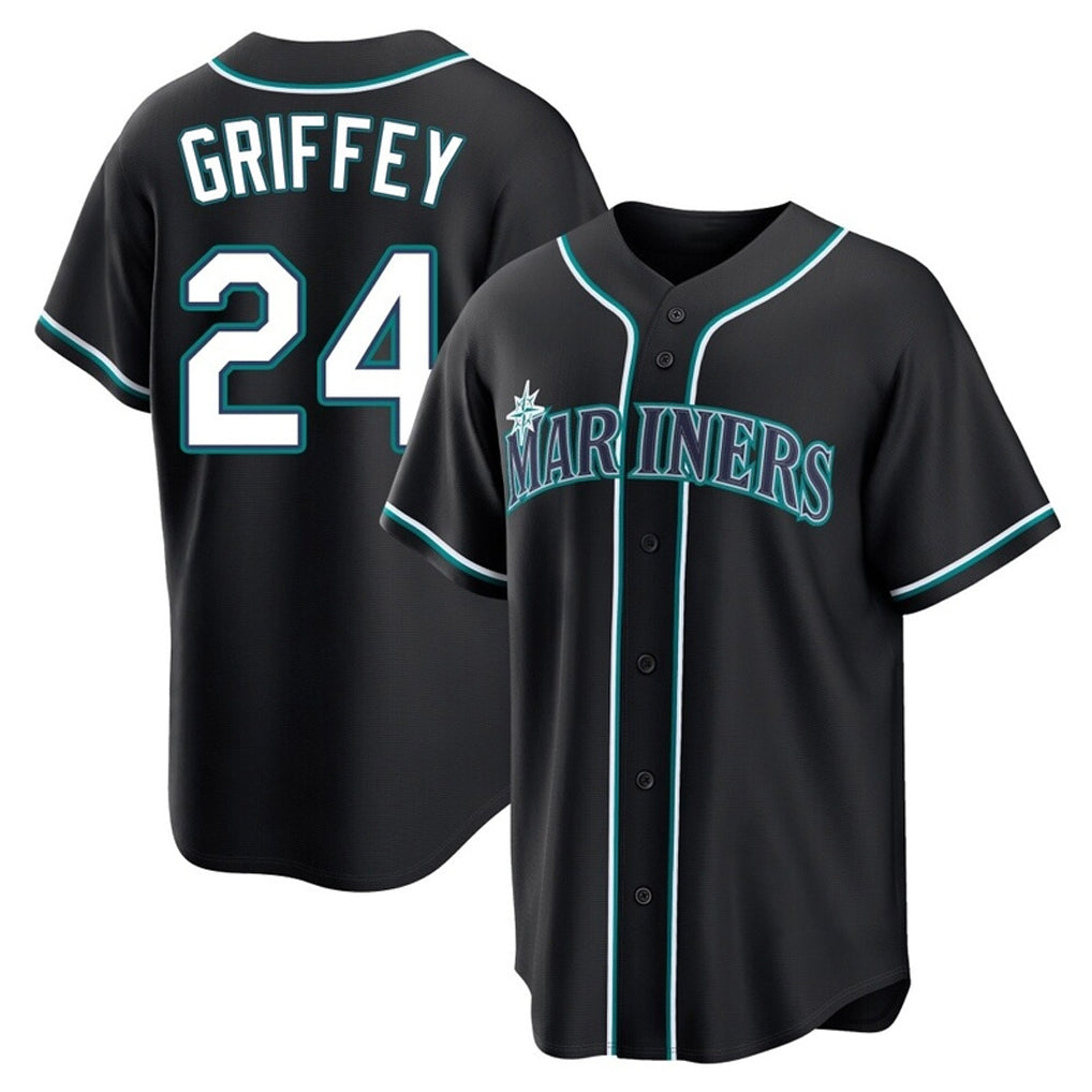 Kooe S.Mariners #24 Ken Griffey Jr Player Black Fashion Home Limited Stitched Jerseys