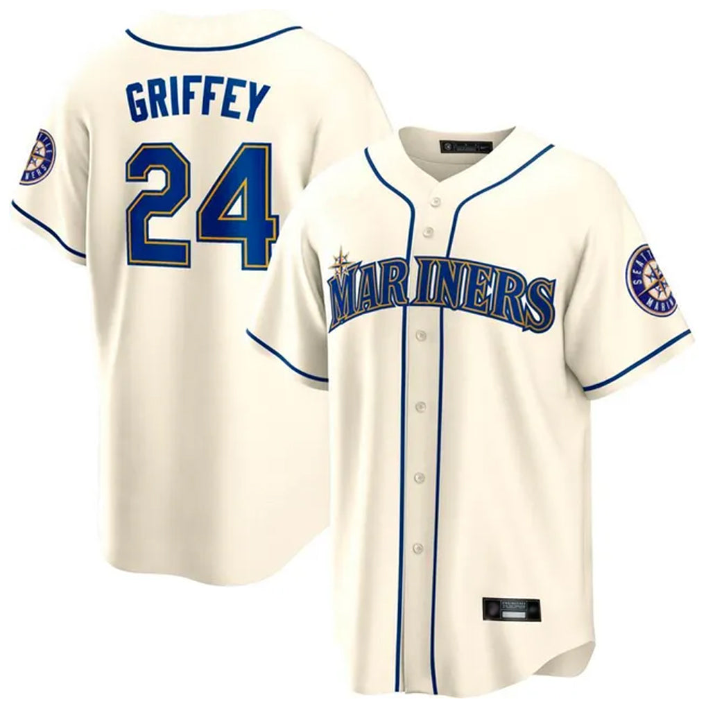 Kooe S.Mariners #24 Ken Griffey Jr Player Cream Cooperstown Home Limited Stitched Jerseys