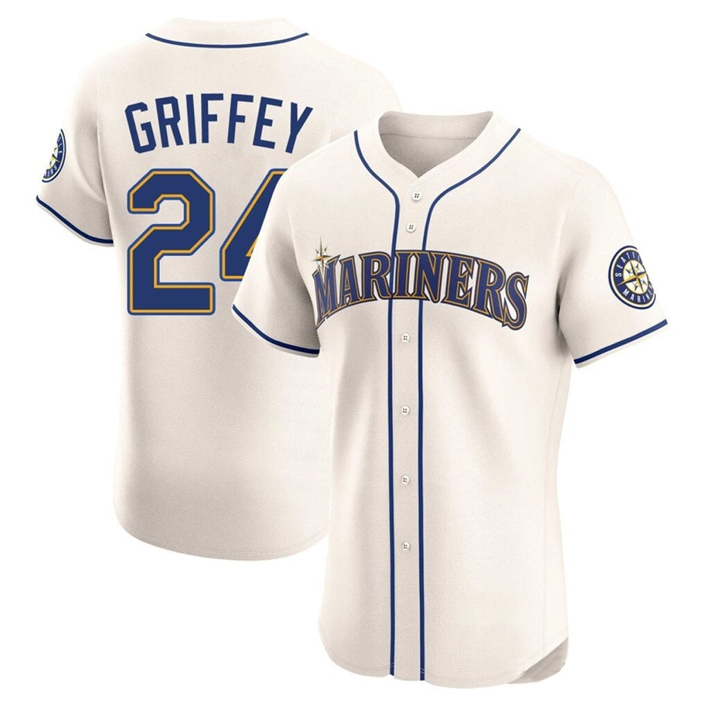 Kooe S.Mariners #24 Ken Griffey Jr Player Cream Home Limited Elite Stitched Jerseys