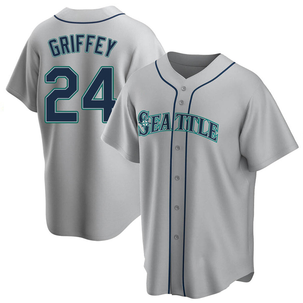 Kooe S.Mariners #24 Ken Griffey Jr Player Gray Home Game Stitched Jerseys