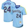 Kooe S.Mariners #24 Ken Griffey Jr Player Light Blue Mitchell & Ness Cooperstown Collection Game Stitched Jerseys