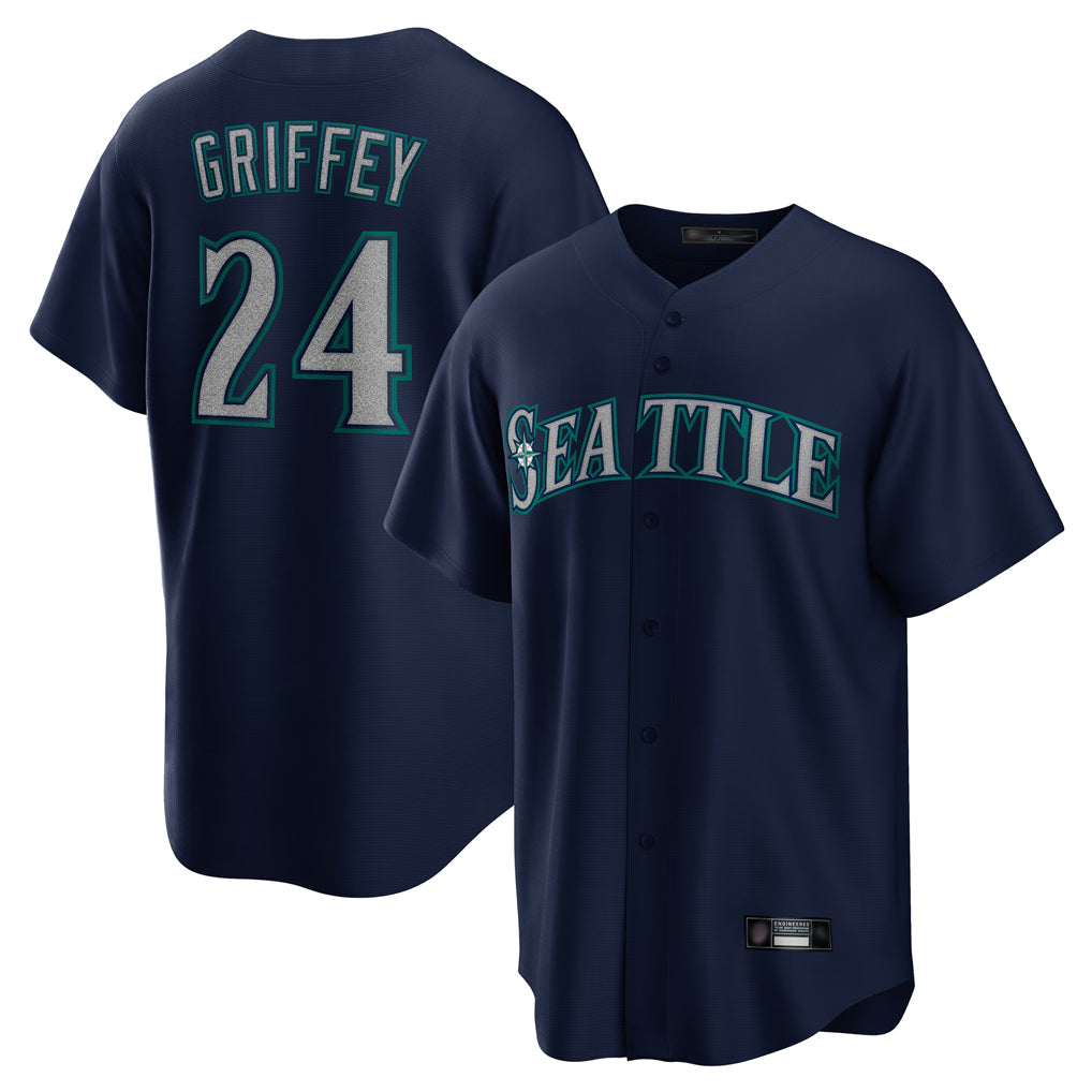 Kooe S.Mariners #24 Ken Griffey Jr Player Navy Home Game Stitched Jerseys