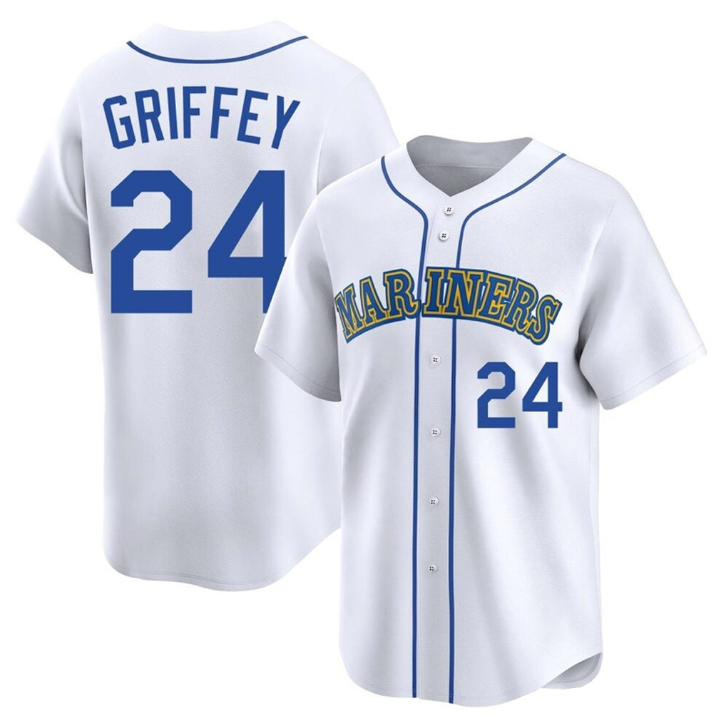 Kooe S.Mariners #24 Ken Griffey Jr Player White Pitch Fashion Game Stitched Jerseys