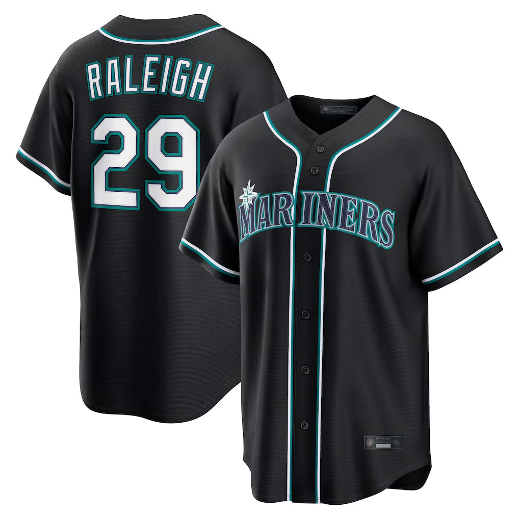 Kooe S.Mariners #29 Cal Raleigh Player Black Fashion Home Limited Stitched Jerseys
