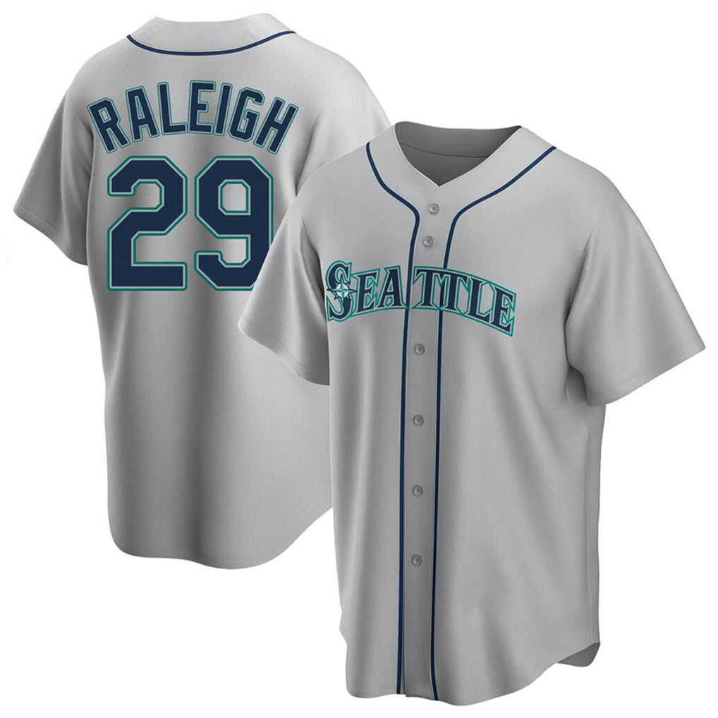 Kooe S.Mariners #29 Cal Raleigh Player Gray Home Game Stitched Jerseys