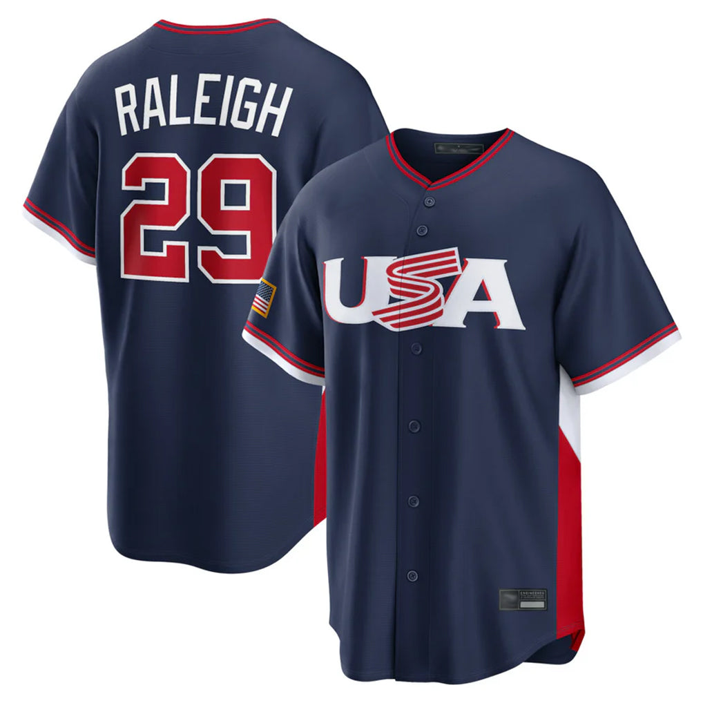 Kooe S.Mariners #29 Cal Raleigh Player Navy USA 2026 World Classic Game Stitched Jerseys