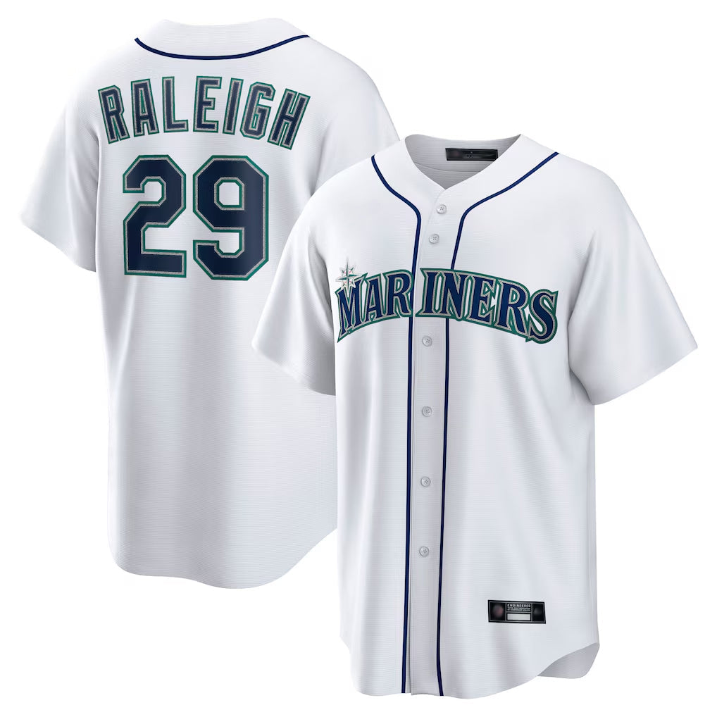 Kooe S.Mariners #29 Cal Raleigh Player White Home Game Stitched Jerseys