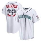 Kooe S.Mariners #29 Cal Raleigh White USA 250 Fourth of July Home Stadium Jersey