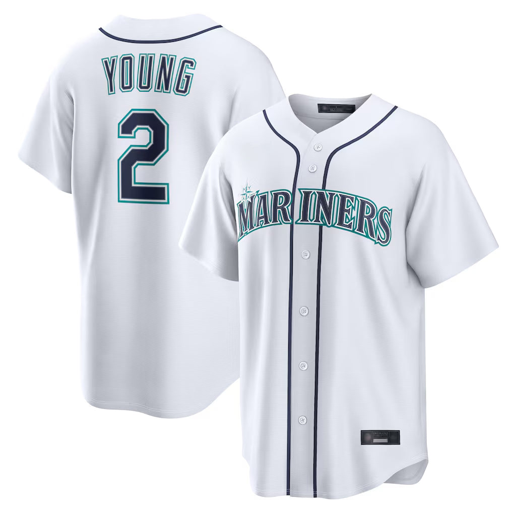 Kooe S.Mariners #2 Cole Young Player White Home Game Stitched Jerseys