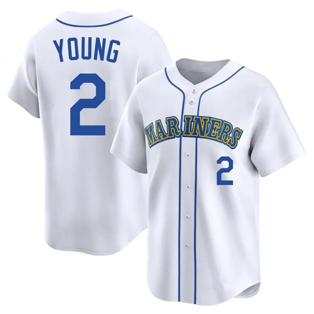 Kooe S.Mariners #2 Cole Young Player White Throwback Cooperstown Collection Limited Game Stitched Jerseys
