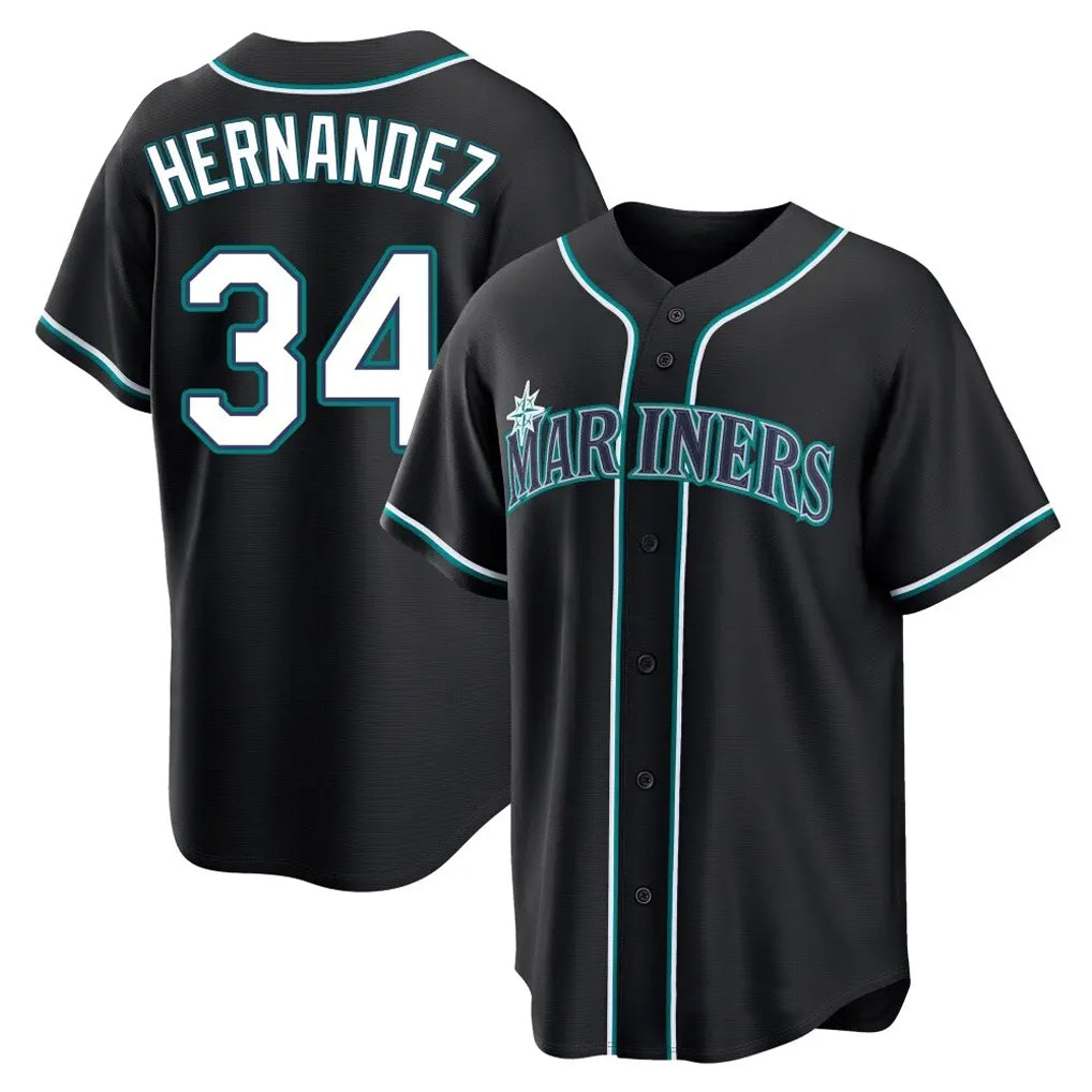 Kooe S.Mariners #34 Felix Hernandez Player Black Fashion Home Limited Stitched Jerseys