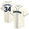 Kooe S.Mariners #34 Felix Hernandez Player Cream Home Game Stitched Jerseys