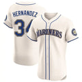 Kooe S.Mariners #34 Felix Hernandez Player Cream Home Limited Elite Stitched Jerseys