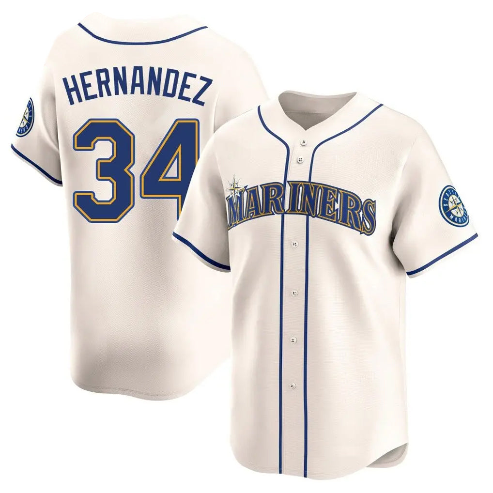 Kooe S.Mariners #34 Felix Hernandez Player Cream Home Limited Stitched Jerseys