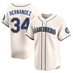 Kooe S.Mariners #34 Felix Hernandez Player Cream Home Limited Stitched Jerseys
