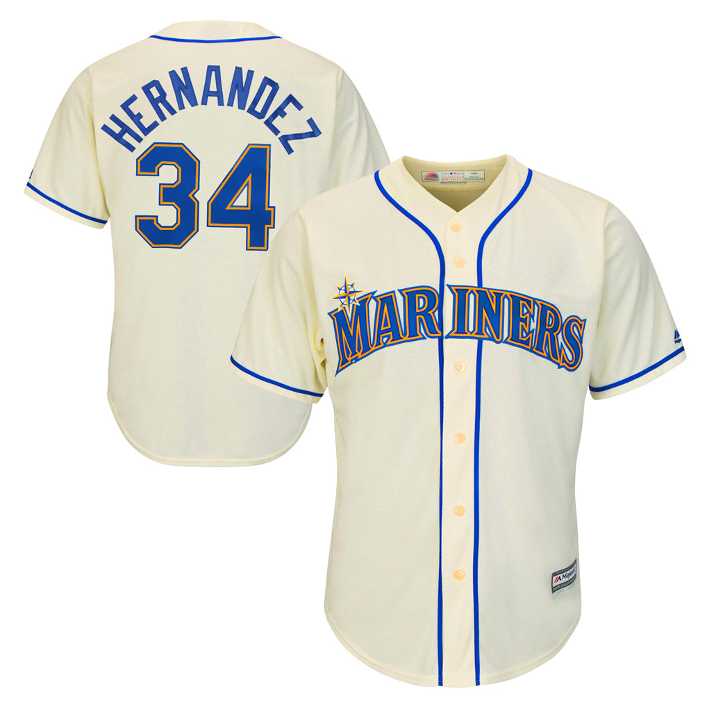 Kooe S.Mariners #34 Felix Hernandez Player Cream Majestic Home Cool Base Limited Stitched Jerseys