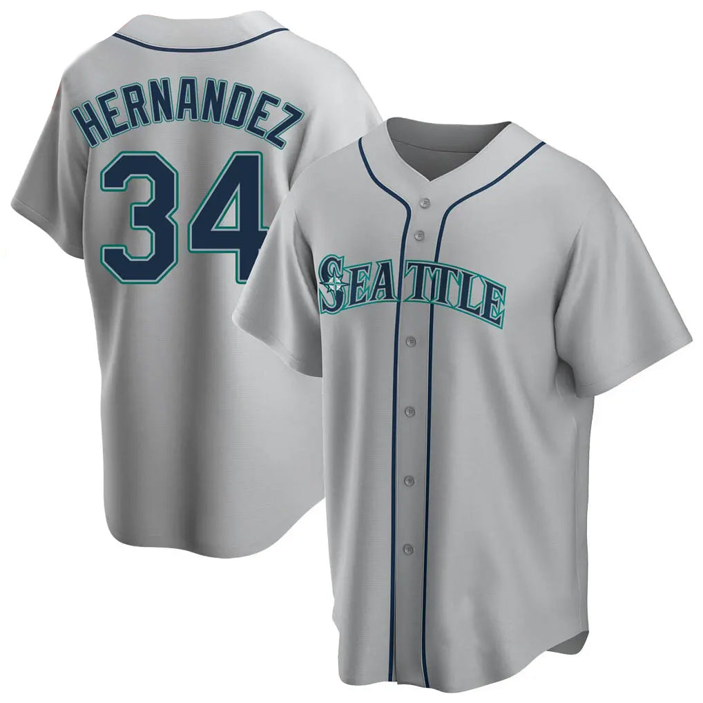 Kooe S.Mariners #34 Felix Hernandez Player Gray Home Game Stitched Jerseys