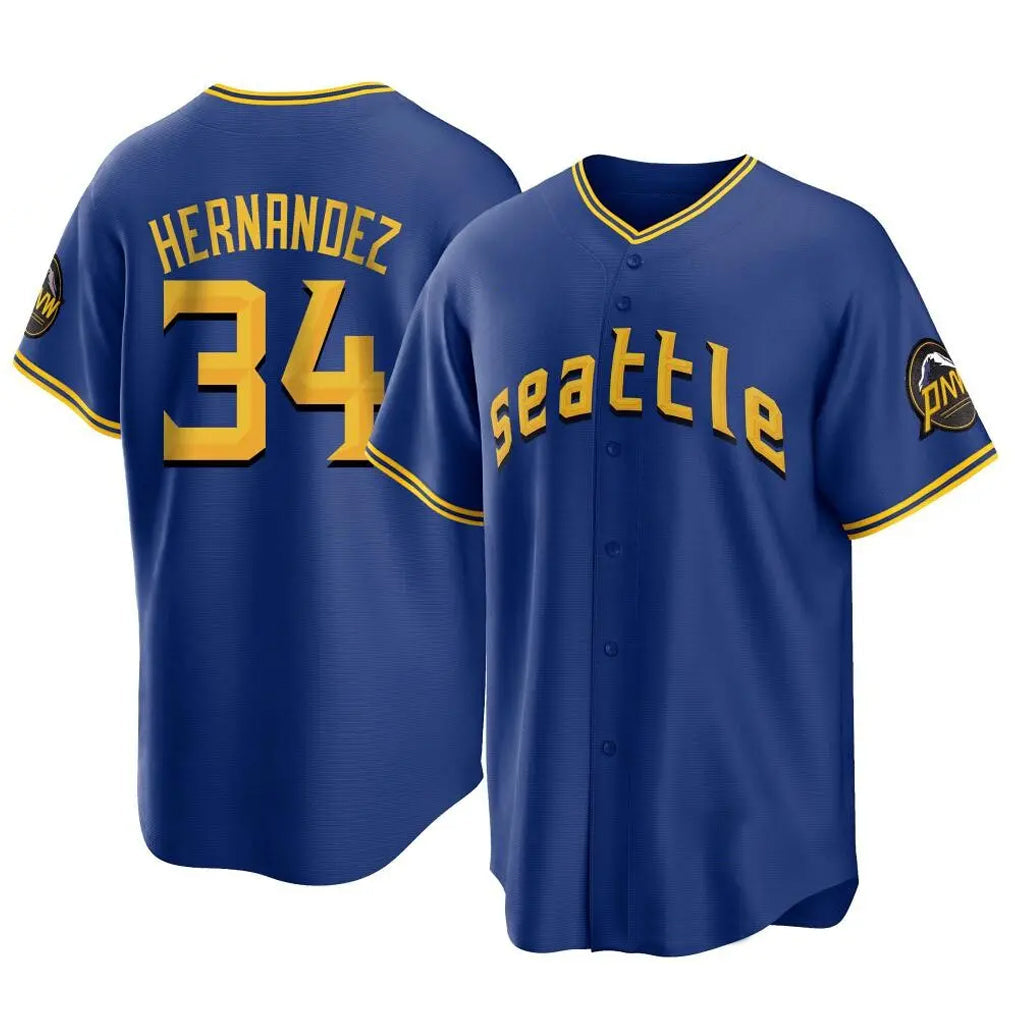 Kooe S.Mariners #34 Felix Hernandez Player Royal City Connect Home Game Stitched Jerseys