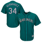 Kooe S.Mariners #34 Felix Hernandez Player Teal Majestic Cool Base Limited Stitched Jerseys