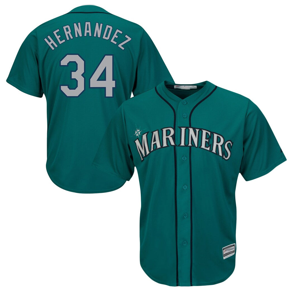 Kooe S.Mariners #34 Felix Hernandez Player Teal Majestic Cool Base Limited Stitched Jerseys