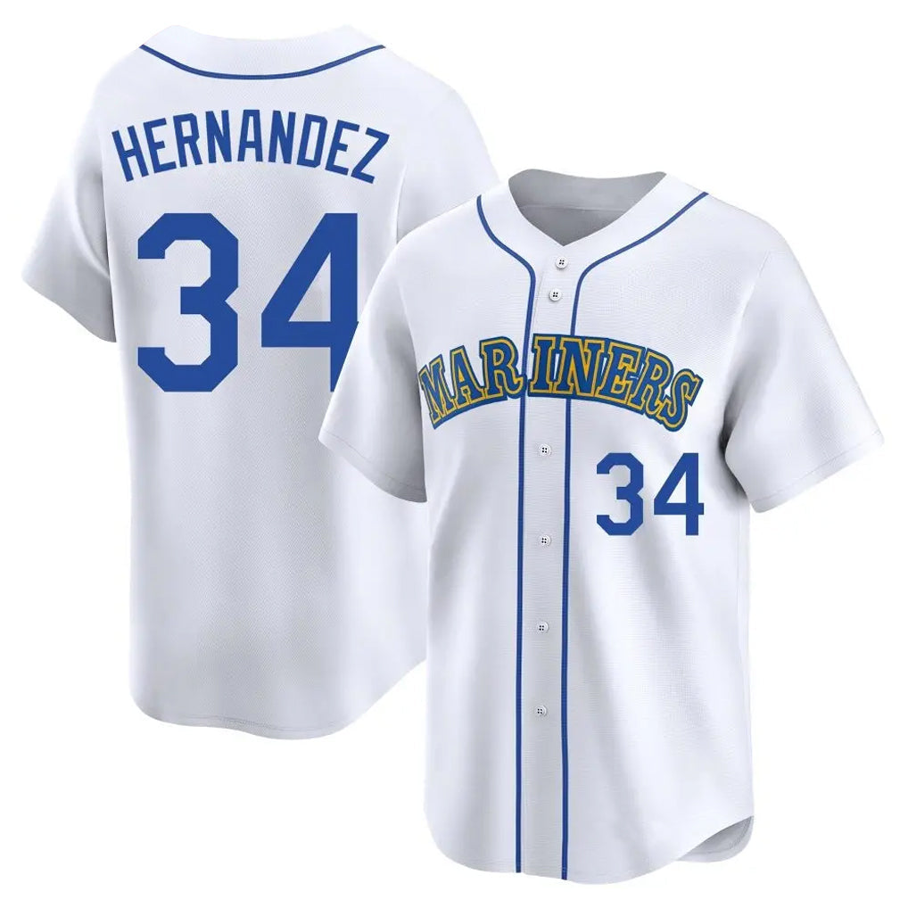 Kooe S.Mariners #34 Felix Hernandez Player White Limited Throwback Cooperstown Collection Stitched Jerseys
