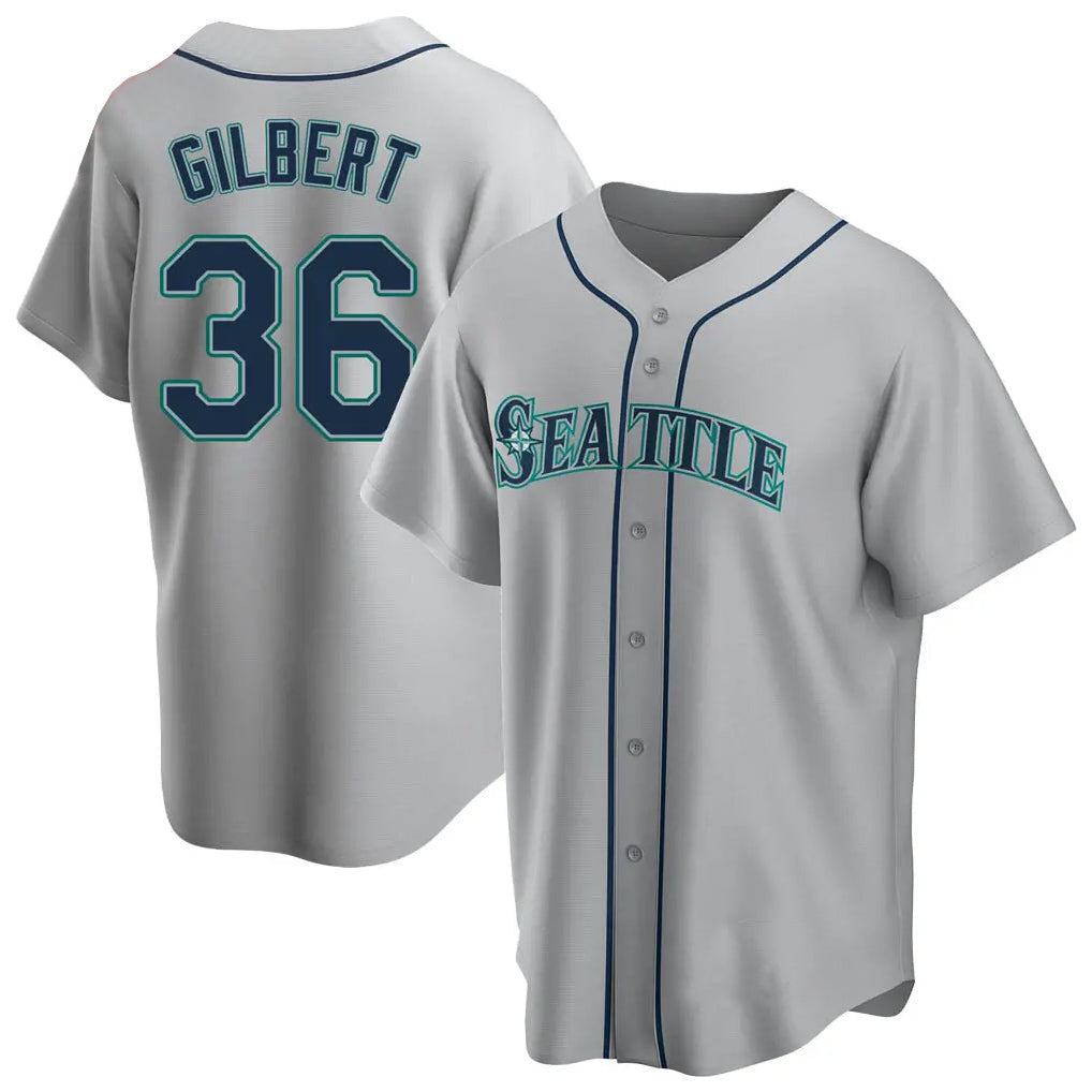 Kooe S.Mariners #36 Logan Gilbert Player Gray Home Game Stitched Jerseys