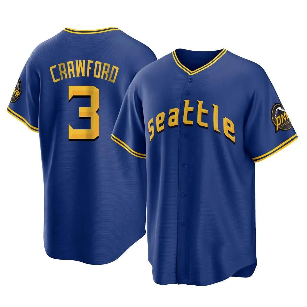 Kooe S.Mariners #3 J.P. Crawford Player Royal City Connect Home Game Stitched Jerseys