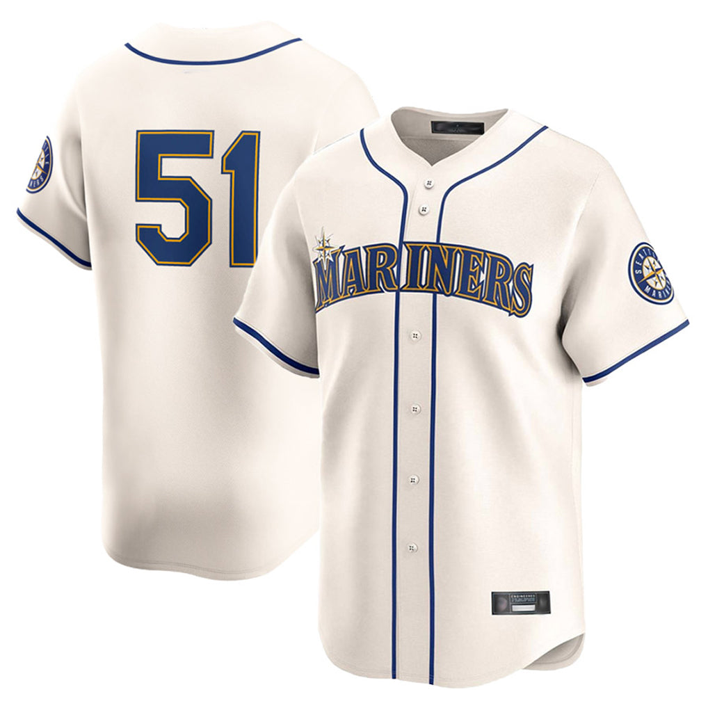 Kooe S.Mariners #51 Ichiro Suzuki Player Cream Home Limited Stitched Jerseys
