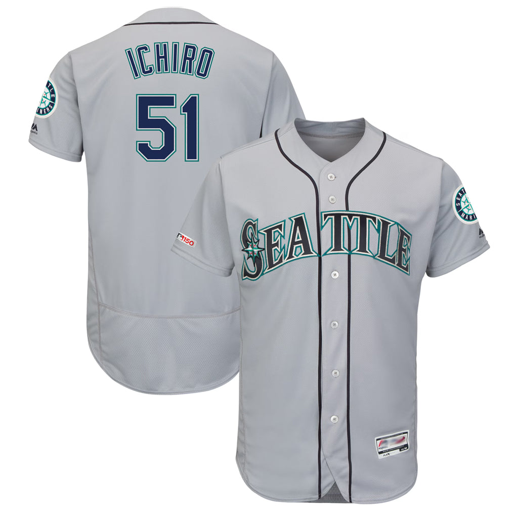 Kooe S.Mariners #51 Ichiro Suzuki Player Gray Majestic Road Flex Base Collection Limited Stitched Jerseys