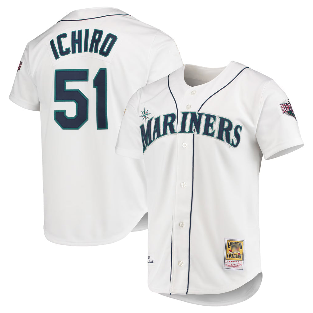 Kooe S.Mariners #51 Ichiro Suzuki Player White Mitchell & Ness All-Star Game Cooperstown Collection Authentic Limited Stitched Jerseys