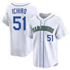 Kooe S.Mariners #51 Ichiro Suzuki Player White Pitch Fashion Game Stitched Jerseys