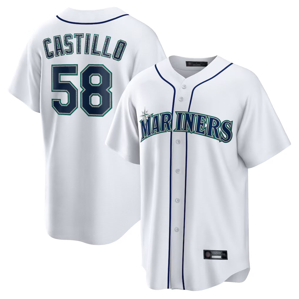 Kooe S.Mariners #58 Luis Castillo Player White Home Game Stitched Jerseys