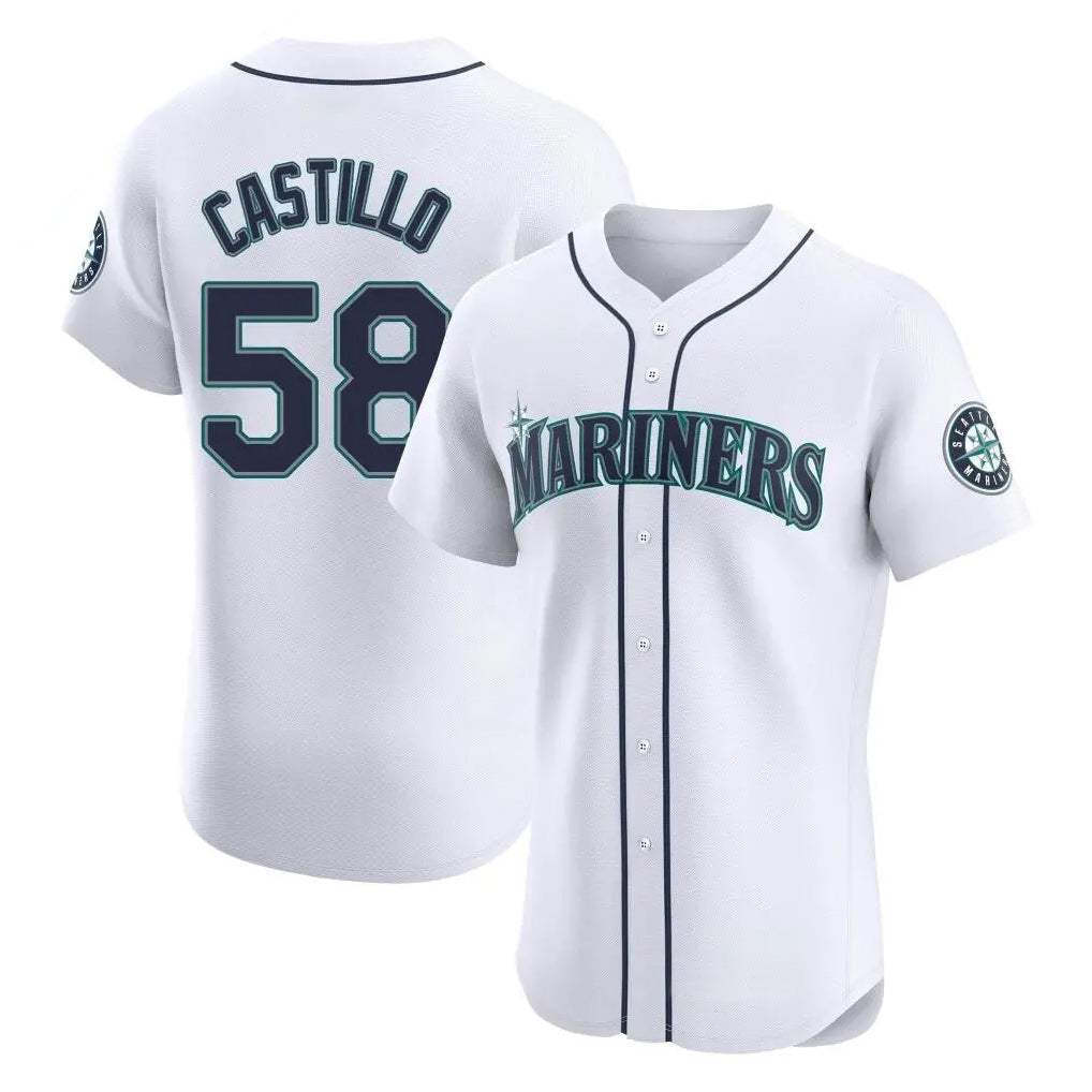 Kooe S.Mariners #58 Luis Castillo Player White Home Limited Elite Stitched Jerseys