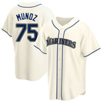 Kooe S.Mariners #75 Andres Munoz Player Cream Home Game Stitched Jerseys