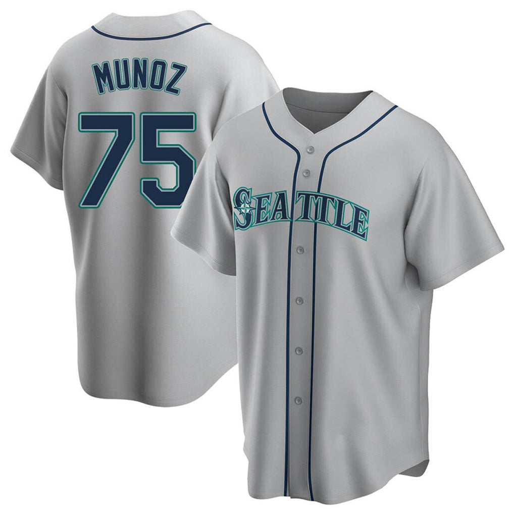 Kooe S.Mariners #75 Andres Munoz Player Gray Home Game Stitched Jerseys
