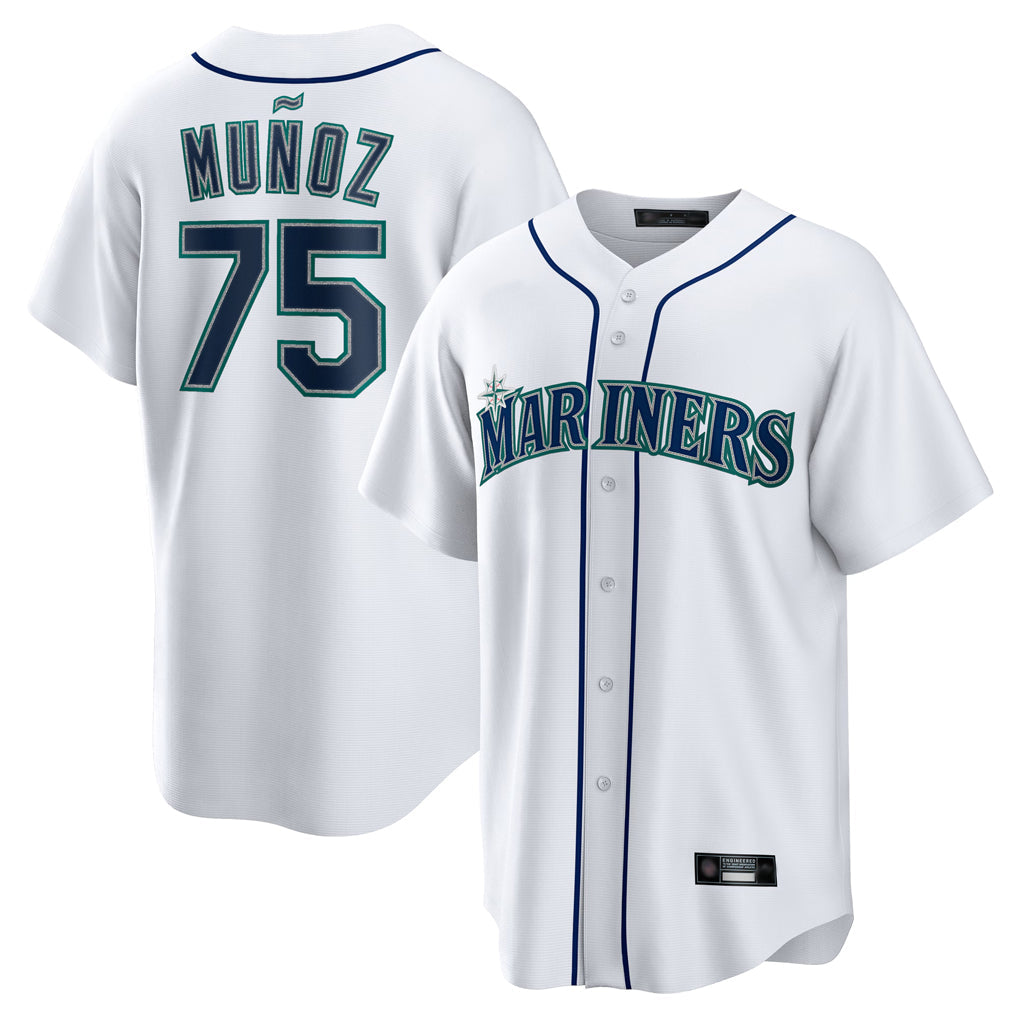 Kooe S.Mariners #75 Andres Munoz Player White Home Game Stitched Jerseys