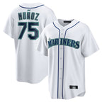 Kooe S.Mariners #75 Andres Munoz Player White Home Game Stitched Jerseys