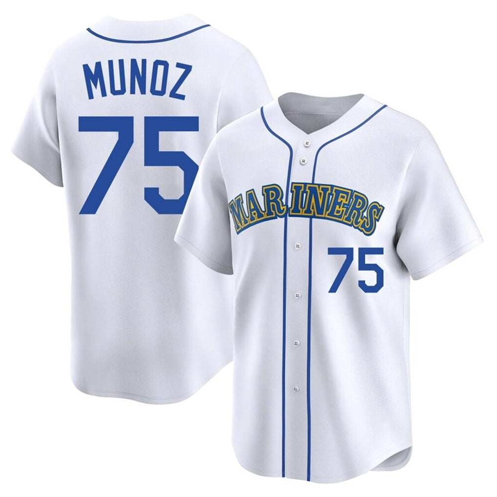 Kooe S.Mariners #75 Andres Munoz Player White Throwback Cooperstown Collection Home Limited Stitched Jerseys