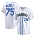 Kooe S.Mariners #75 Andres Munoz Player White Throwback Cooperstown Collection Home Limited Stitched Jerseys