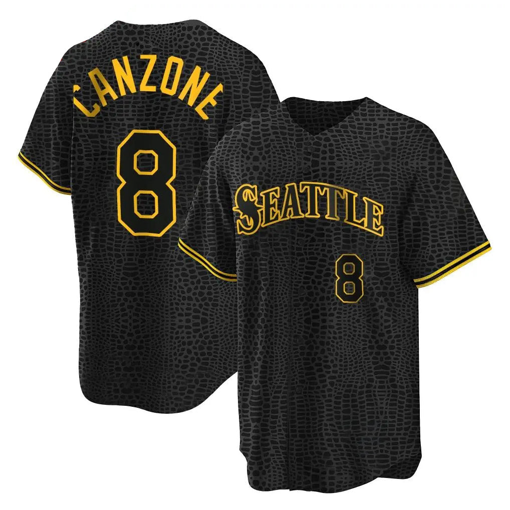 Kooe S.Mariners #8 Dominic Canzone Player Black Snake Skin City Home Limited Stitched Jerseys